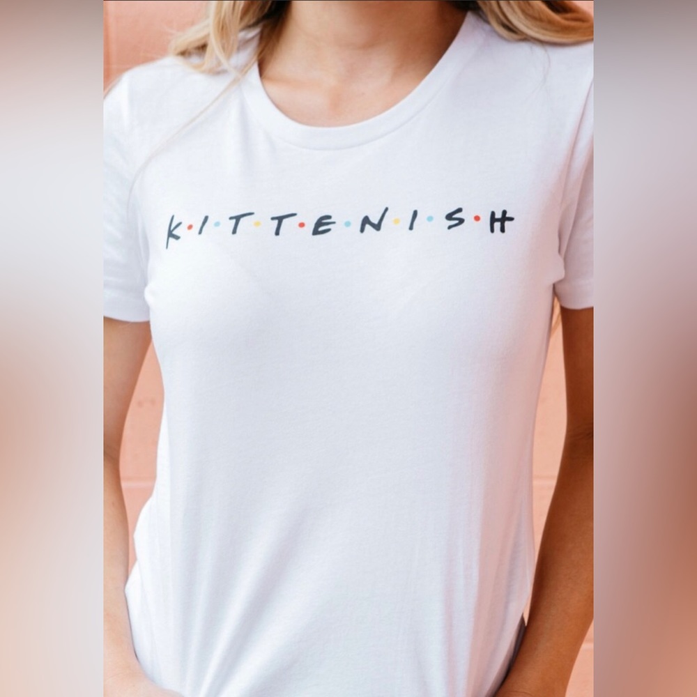 Kittenish Friends Logo White Tee Shirt
